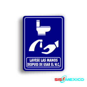 Señalamiento Lávese las manos después de usar el WC