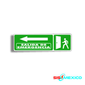 Señalamiento Salida de Emergencia con flecha izquierda y puerta